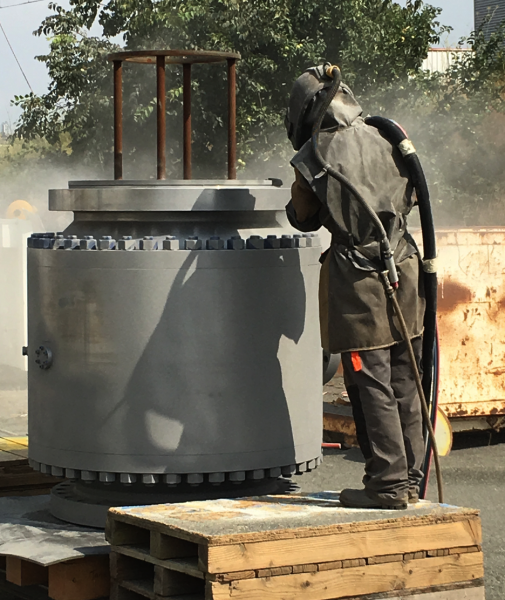 sablage de vanne industrielle dans une raffinerie située à vitrolles 13127 bdr